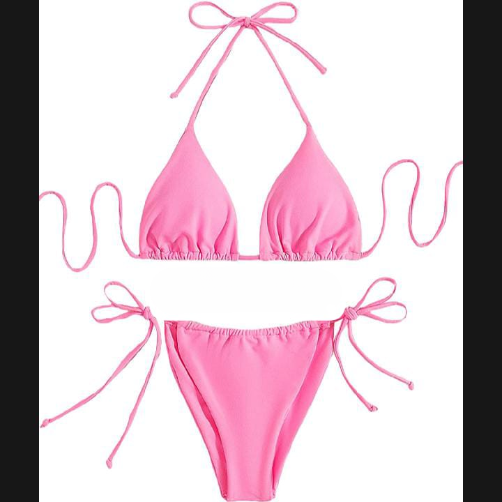 Women’s Bikini Set – Halter Neck Triangle Top & Adjustable Side-Tie Bottom | Stylish Swimwear for Beach & Pool