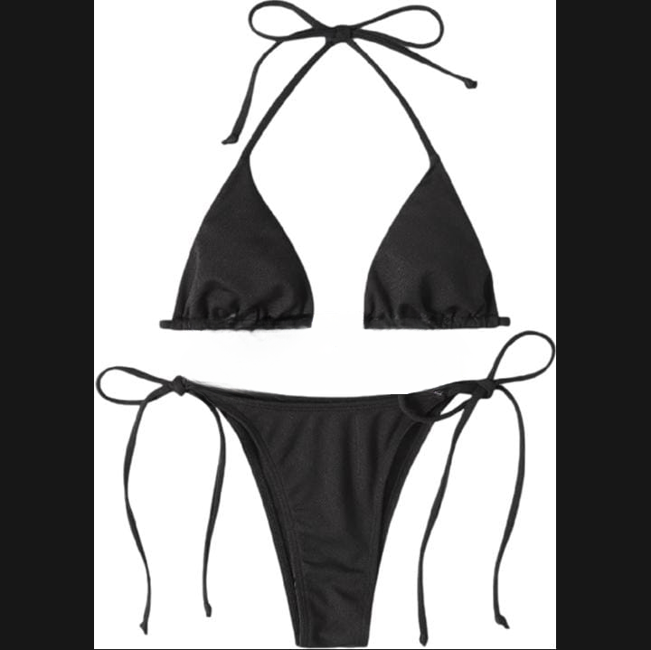 Women’s Bikini Set – Halter Neck Triangle Top & Adjustable Side-Tie Bottom | Stylish Swimwear for Beach & Pool