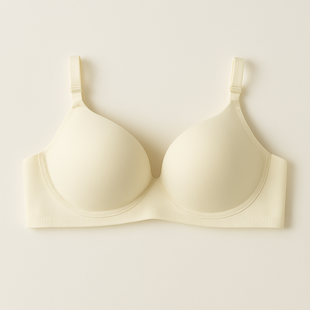 Cotton Light Padded Bra – Comfortable Everyday Wear, Plain Design (Sizes 32–42, Beige)