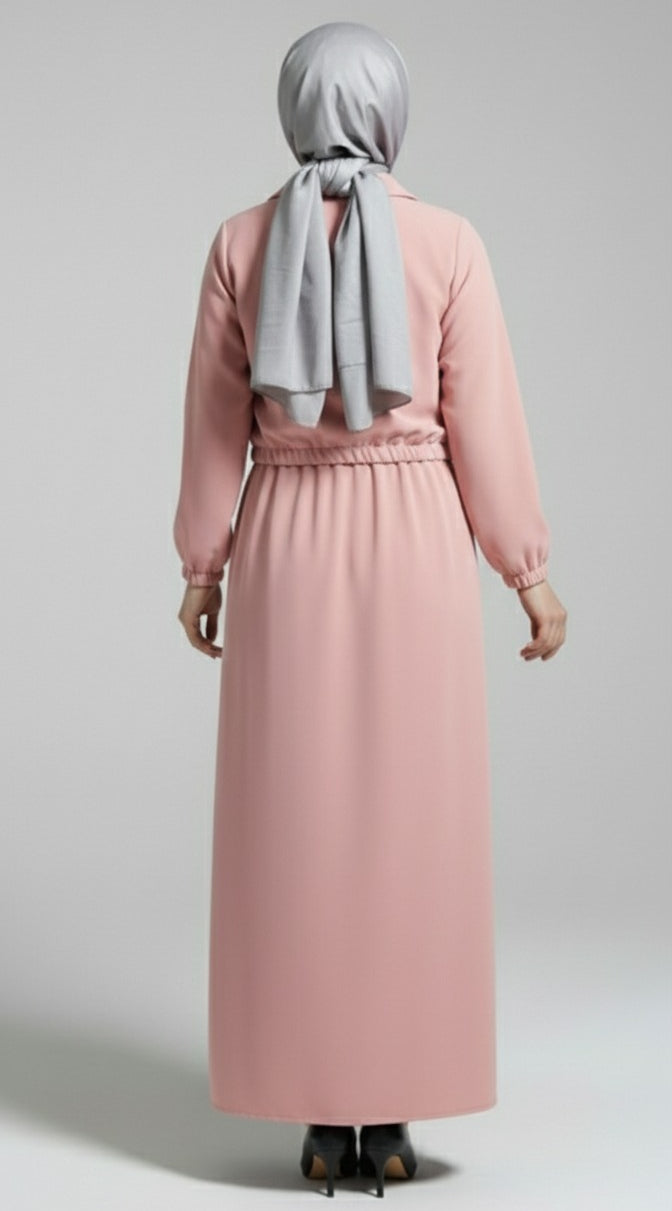 Stylish 2-Piece Long Frock Maxi Dress with Matching Zipper Jacket – Premium Quality Women’s Outfit