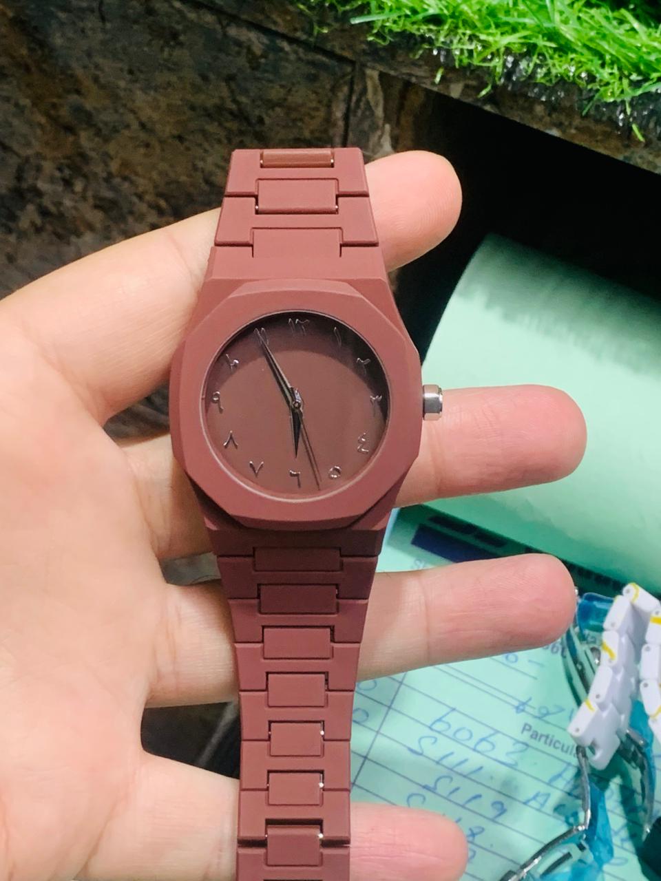 Elegant Minimalist Watch with Eastern Arabic Numerals & Integrated Octagonal Bezel Case - Modern Architectural Style Unisex Timepiece