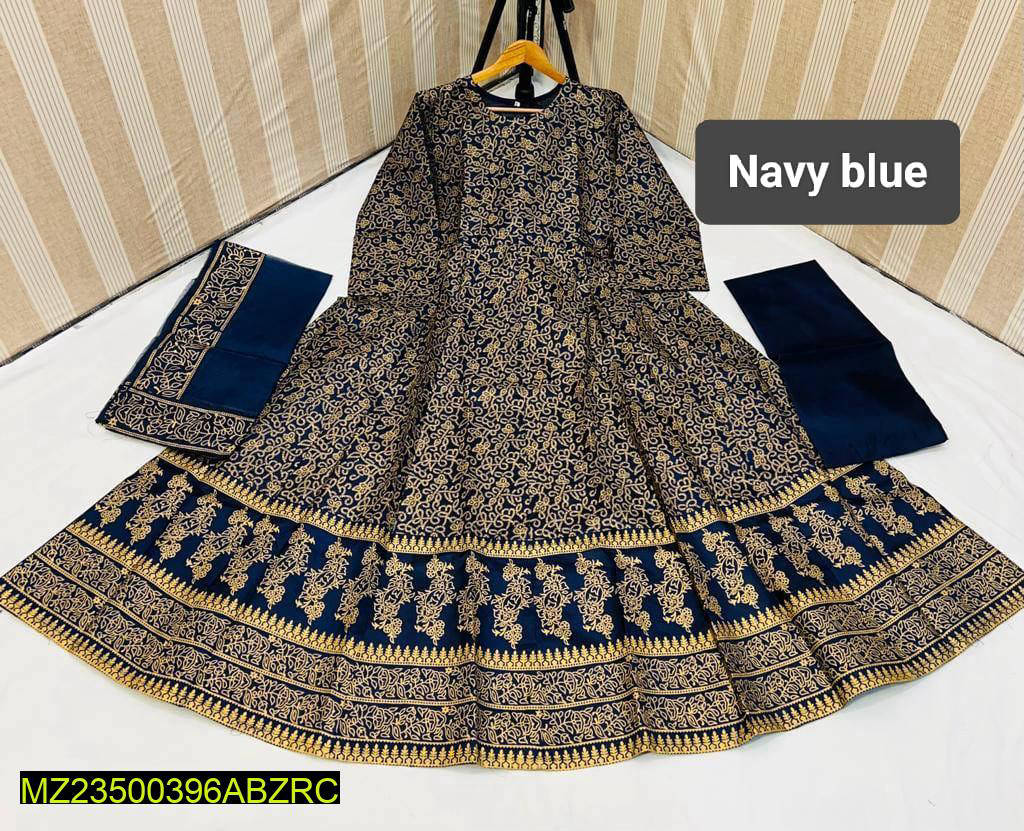 3 Pcs Katan Silk Screen Printed Maxi