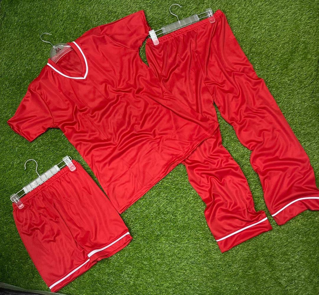 3 Pcs Women's Stitched Printed Night Suit