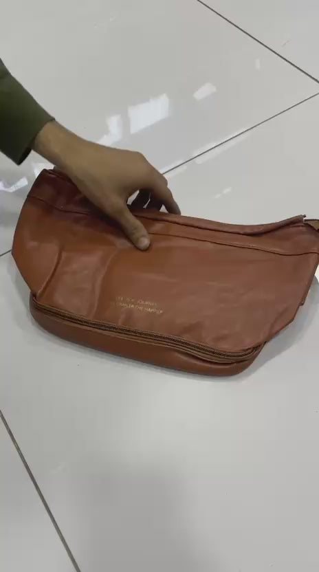 Premium Vegan Leather Travel Toiletry Bag with Dual Compartments and Uplifting Slogan